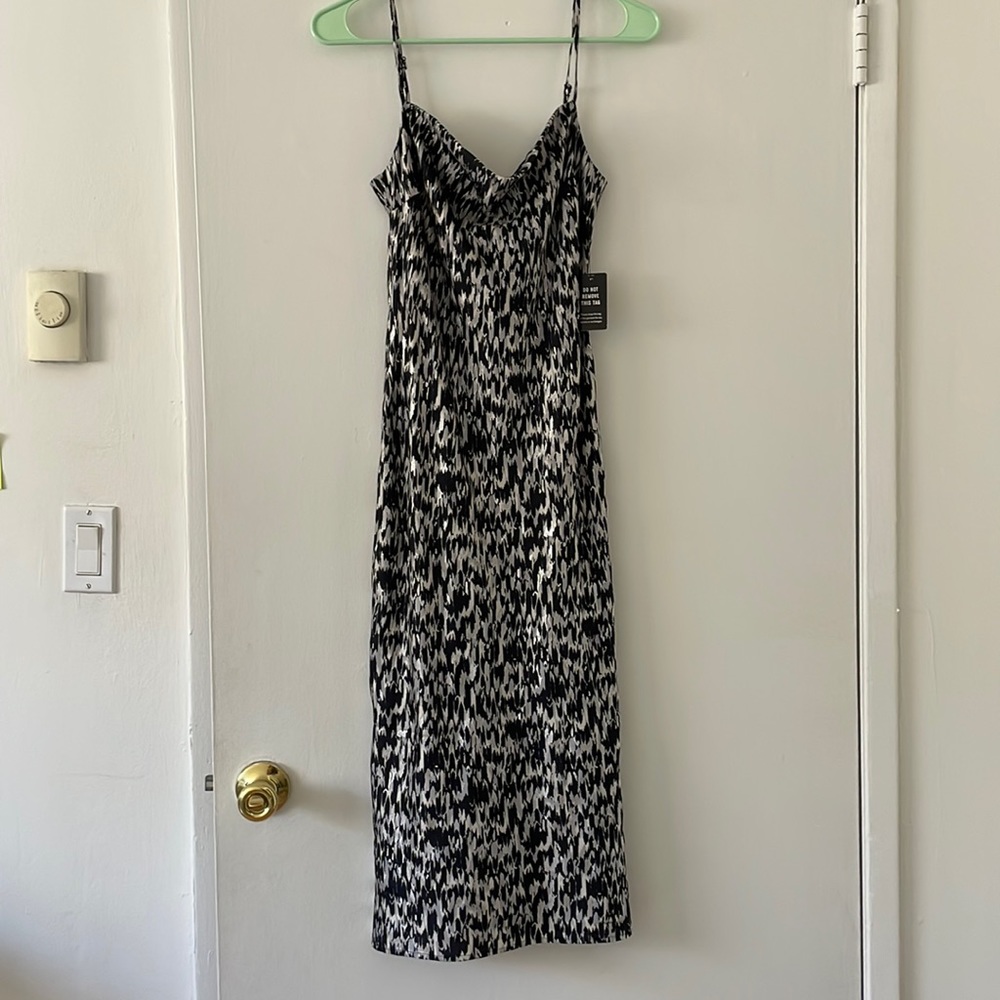 Express satin cowl neck midi dress NWT